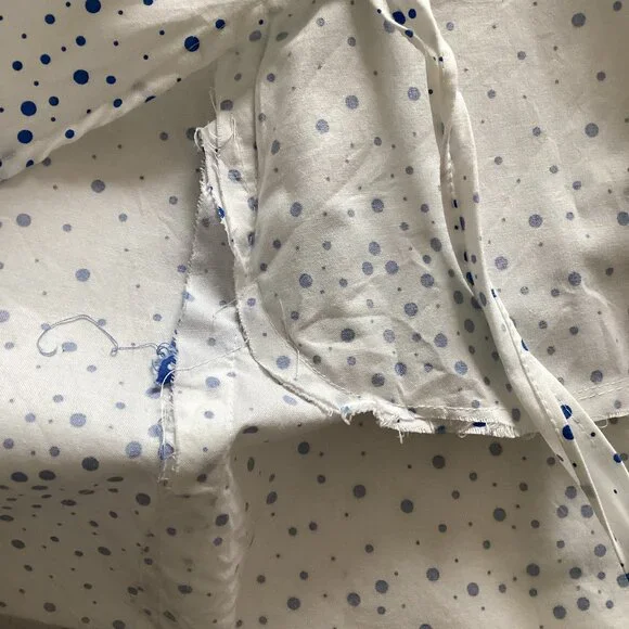 Handmade 1960's Retro Style Apron White Blue Dots Kitchen Linens Cottage Core - Picture 8 of 8